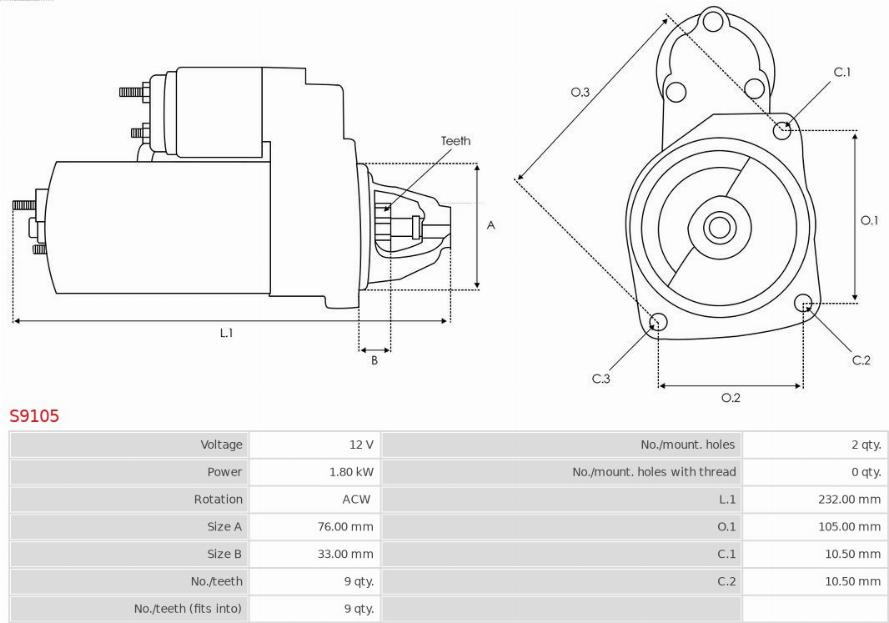 AS-PL S9105 - Стартер avtolavka.club