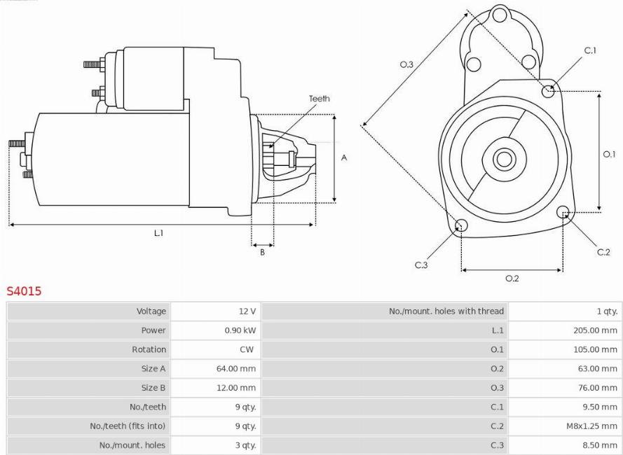 AS-PL S4015 - Стартер avtolavka.club