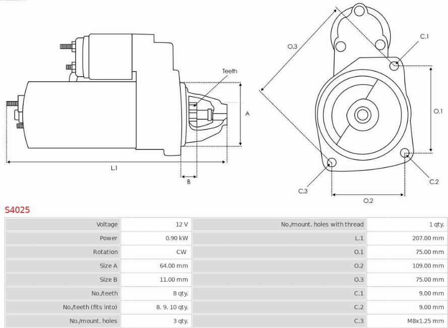 AS-PL S4025 - Стартер avtolavka.club