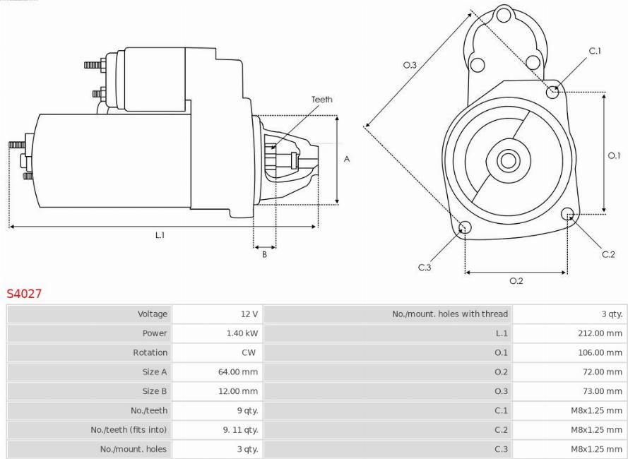 AS-PL S4027 - Стартер avtolavka.club