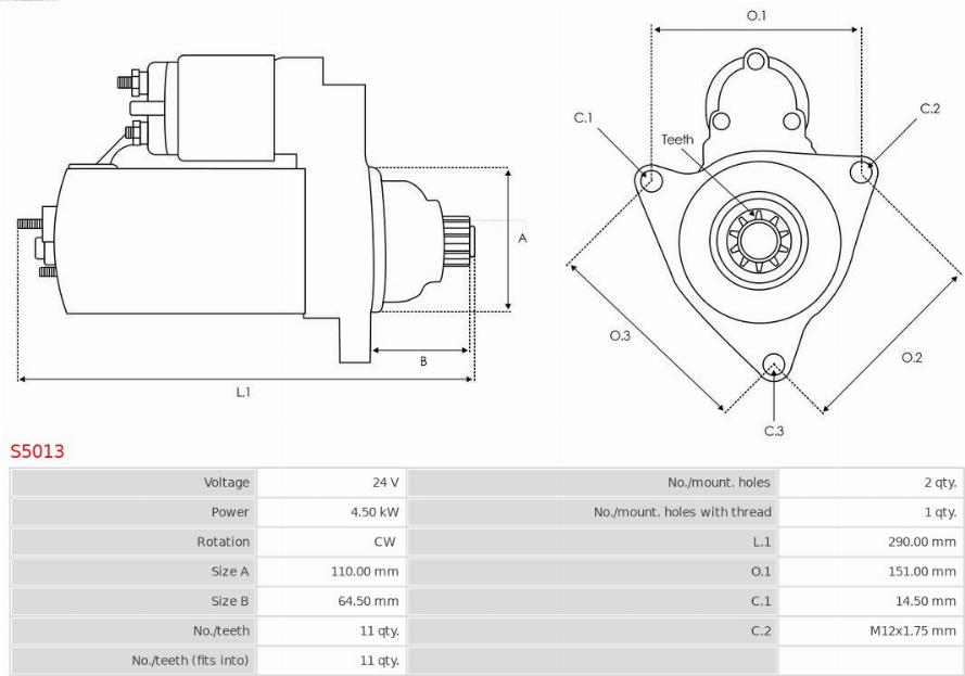 AS-PL S5013 - Стартер avtolavka.club