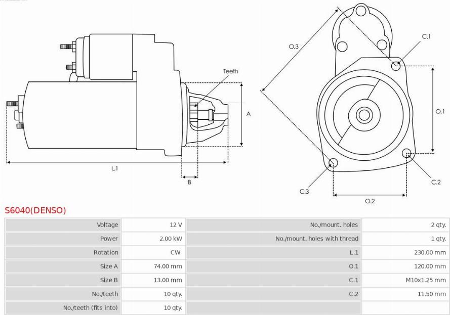 AS-PL S6040(DENSO) - Стартер avtolavka.club