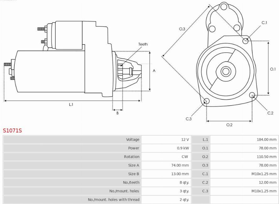 AS-PL S1071S - Стартер avtolavka.club