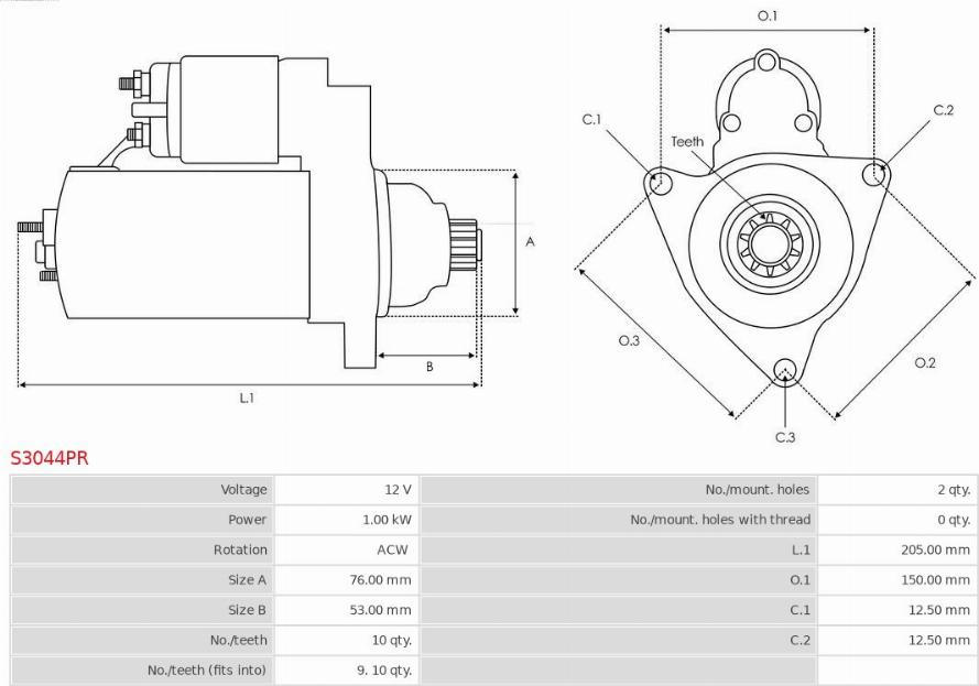 AS-PL S3044PR - Стартер avtolavka.club