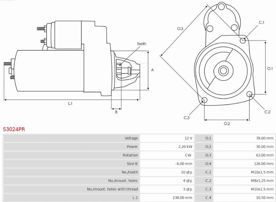 AS-PL S3024PR - Стартер avtolavka.club