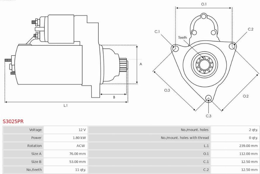 AS-PL S3025PR - Стартер avtolavka.club