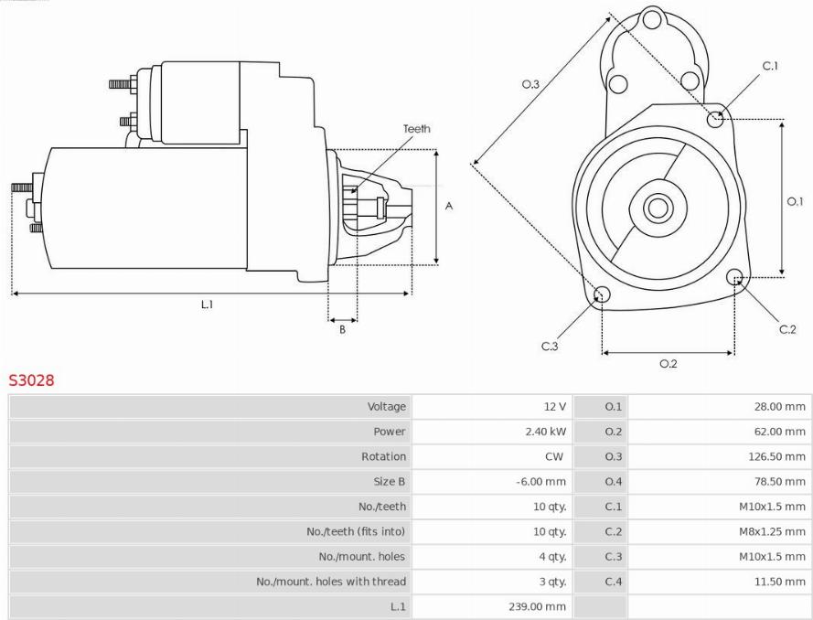 AS-PL S3028 - Стартер avtolavka.club