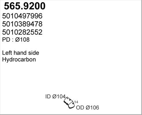 ASSO 565.9200 - Труба вихлопного газу avtolavka.club