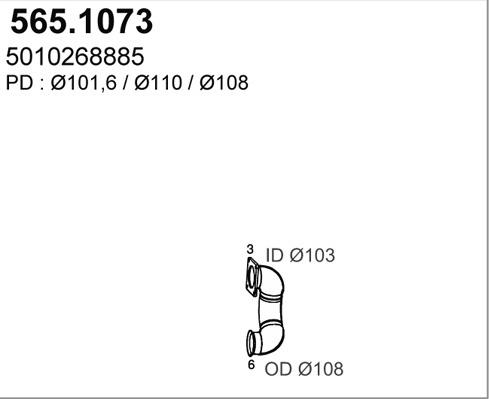 ASSO 565.1073 - Труба вихлопного газу avtolavka.club