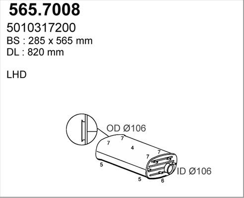 ASSO 565.7008 - Середній / кінцевий глушник ОГ avtolavka.club