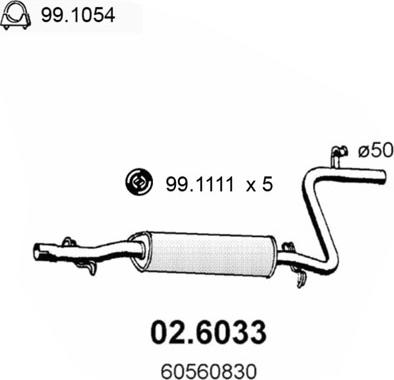 ASSO 02.6033 - Середній глушник вихлопних газів avtolavka.club