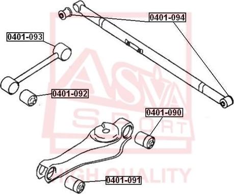 ASVA 0401-093 - Сайлентблок, важеля підвіски колеса avtolavka.club