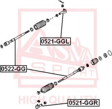 ASVA 0521-GGR - Наконечник рульової тяги, кульовий шарнір avtolavka.club