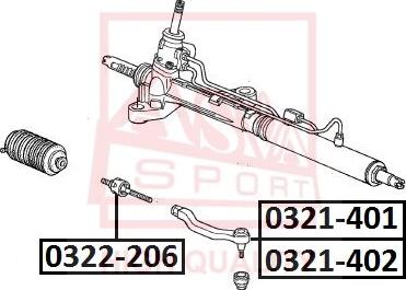 ASVA 0321-402 - Наконечник рульової тяги, кульовий шарнір avtolavka.club