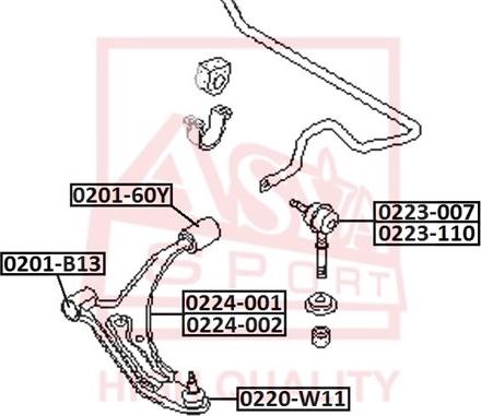 ASVA 0224-002 - Важіль незалежної підвіски колеса avtolavka.club