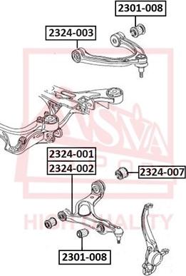 ASVA 2301-008 - Сайлентблок, важеля підвіски колеса avtolavka.club