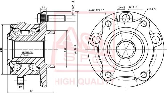 ASVA HYWH-X55F - Маточина колеса avtolavka.club