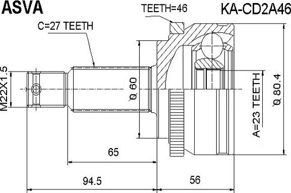 ASVA KA-CD2A46 - Шарнірний комплект, ШРУС, приводний вал avtolavka.club