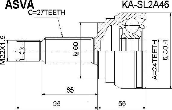 ASVA KA-SL2A46 - Шарнірний комплект, ШРУС, приводний вал avtolavka.club
