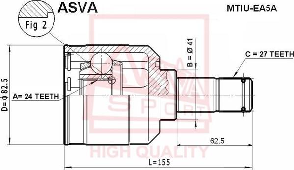 ASVA MTIU-EA5A - Шарнірний комплект, ШРУС, приводний вал avtolavka.club