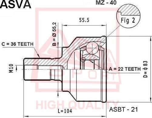 ASVA MZ-40 - Шарнірний комплект, ШРУС, приводний вал avtolavka.club