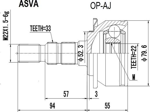 ASVA OP-AJ - Шарнірний комплект, ШРУС, приводний вал avtolavka.club