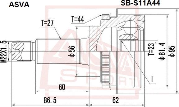 ASVA SB-S11A44 - Шарнірний комплект, ШРУС, приводний вал avtolavka.club