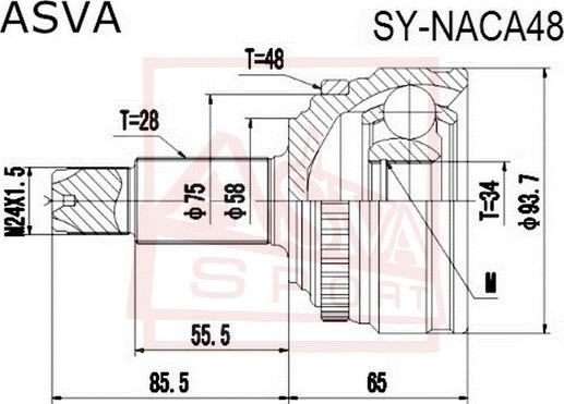 ASVA SY-NACA48 - Шарнірний комплект, ШРУС, приводний вал avtolavka.club