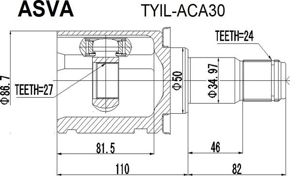 ASVA TYIL-ACA30 - Шарнірний комплект, ШРУС, приводний вал avtolavka.club