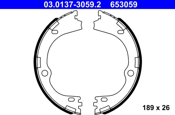 ATE 03.0137-3059.2 - Комплект гальм, ручник, парковка avtolavka.club