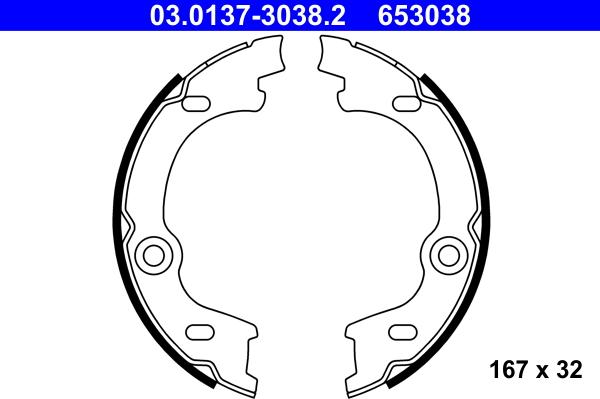 ATE 03.0137-3038.2 - Комплект гальм, ручник, парковка avtolavka.club