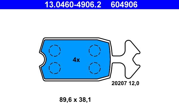 ATE 13.0460-4906.2 - Гальмівні колодки, дискові гальма avtolavka.club