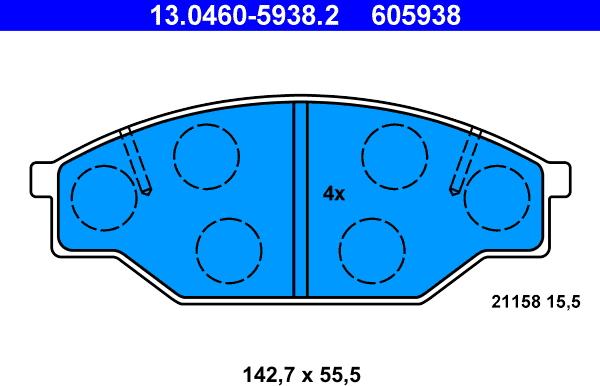 ATE 13.0460-5938.2 - Гальмівні колодки, дискові гальма avtolavka.club