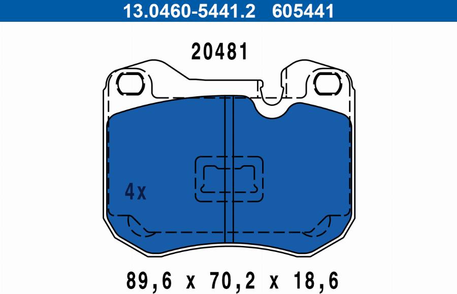 ATE 13.0460-5441.2 - Гальмівні колодки, дискові гальма avtolavka.club