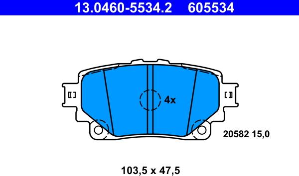 ATE 13.0460-5534.2 - Гальмівні колодки, дискові гальма avtolavka.club