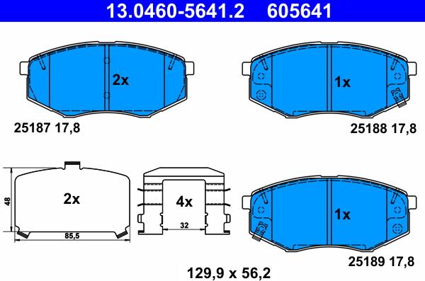 ATE 13.0460-5641.2 - Гальмівні колодки, дискові гальма avtolavka.club