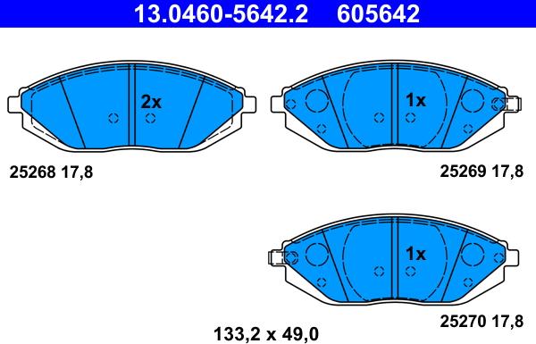 ATE 13.0460-5642.2 - Гальмівні колодки, дискові гальма avtolavka.club