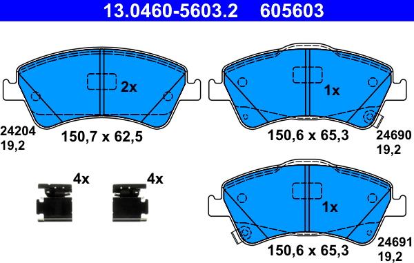 ATE 13.0460-5603.2 - Гальмівні колодки, дискові гальма avtolavka.club