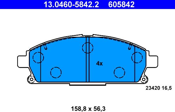 ATE 13.0460-5842.2 - Гальмівні колодки, дискові гальма avtolavka.club