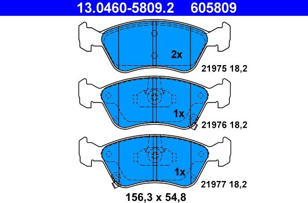 ATE 13.0460-5809.2 - Гальмівні колодки, дискові гальма avtolavka.club