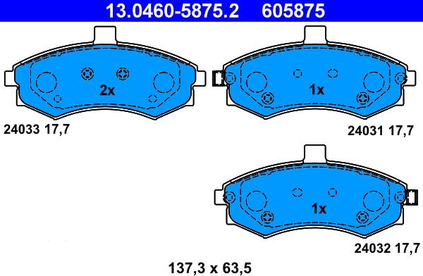 ATE 13.0460-5875.2 - Гальмівні колодки, дискові гальма avtolavka.club