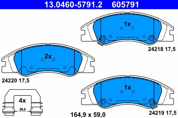 ATE 13.0460-5791.2 - Гальмівні колодки, дискові гальма avtolavka.club