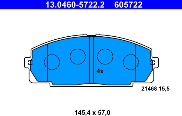 ATE 13.0460-5722.2 - Гальмівні колодки, дискові гальма avtolavka.club