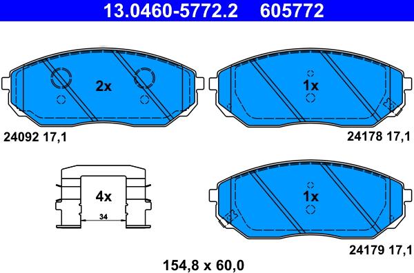 ATE 13.0460-5772.2 - Гальмівні колодки, дискові гальма avtolavka.club