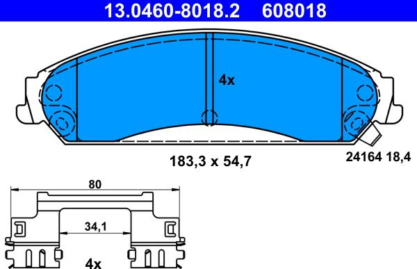 ATE 13.0460-8018.2 - Гальмівні колодки, дискові гальма avtolavka.club