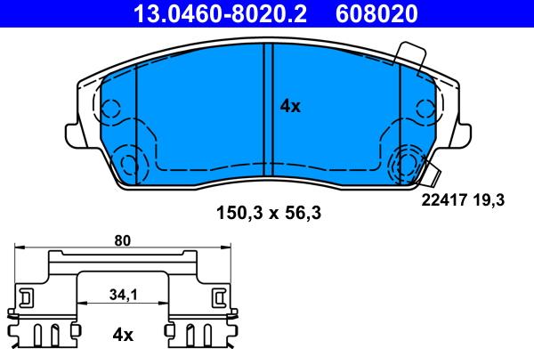 ATE 13.0460-8020.2 - Гальмівні колодки, дискові гальма avtolavka.club