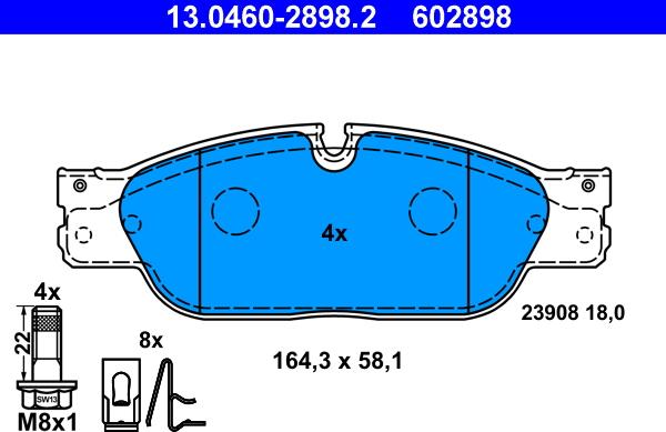 ATE 13.0460-2898.2 - Гальмівні колодки, дискові гальма avtolavka.club