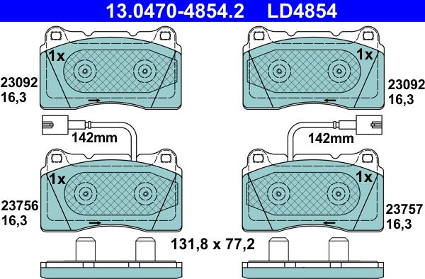 ATE 13.0470-4854.2 - Гальмівні колодки, дискові гальма avtolavka.club