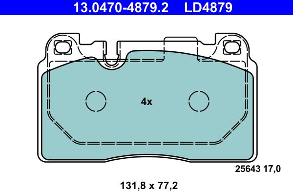 ATE 13.0470-4879.2 - Гальмівні колодки, дискові гальма avtolavka.club