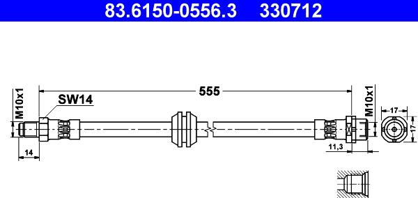 ATE 83.6150-0556.3 - Гальмівний шланг avtolavka.club